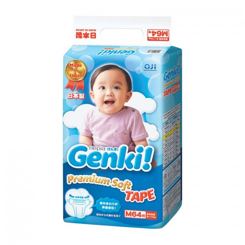 Nepia Genki Premium Baby Diapers Soft - Tape M 64